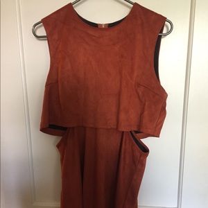 Orange suede dress with side cut outs
